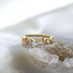 14K Yellow Gold Swirling Vine Diamond Band