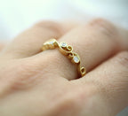 14K Yellow Gold Swirling Vine Diamond Band