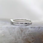 14K White Gold Open Bezel Set Diamond Wedding Band