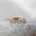 14K Yellow Gold Chain Link Diamond Ring