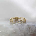 14K Yellow Gold Chain Link Diamond Ring