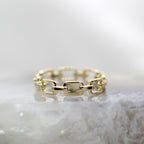 14K Yellow Gold Chain Link Diamond Ring