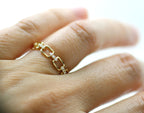 14K Yellow Gold Chain Link Diamond Ring