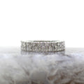 14K White Gold Double Row Baguette Diamond Band