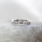 14K White Gold Antique Vintage Inspired Mil Grain Accented Pear Shape Wedding Band