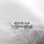 14K White Gold Antique Inspired Lacey Diamond Wedding Band