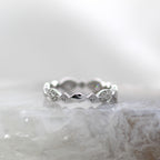 14K White Gold Antique Inspired Lacey Diamond Wedding Band