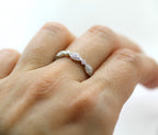 14K White Gold Antique Inspired Lacey Diamond Wedding Band