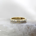 14k Two Tone Vintage Inspired Mil Grain Scroll Work Diamond Accented Band