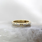 14k Two Tone Vintage Inspired Mil Grain Scroll Work Diamond Accented Band