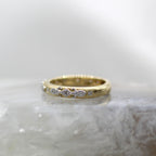 14k Two Tone Vintage Inspired Mil Grain Scroll Work Diamond Accented Band