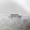 14K White Gold Diamond Accented Brushed Vine Wedding Band