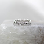 14K White Gold Diamond Accented Brushed Vine Wedding Band