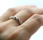 14K White Gold Diamond Accented Brushed Vine Wedding Band