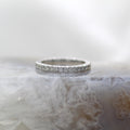 14K White Gold Diamond Pave Delicate Wedding Band