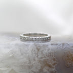 14K White Gold Diamond Pave Delicate Wedding Band