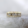 14K Yellow Gold Retro Diamond Fashion Ring with Scalloped Channel