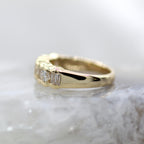 14K Yellow Gold Retro Diamond Fashion Ring with Scalloped Channel
