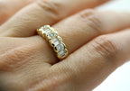 14K Yellow Gold Retro Diamond Fashion Ring with Scalloped Channel