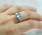 14K White Gold Cushion Brilliant and Diamond Ring with Floral Petal Crown