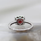 14K Whtie Gold Halo Style Garnet and Diamond Ring