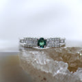 14K White Gold Split Shank Alexandrite and Baguette Diamond Ring