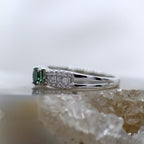 14K White Gold Split Shank Alexandrite and Baguette Diamond Ring