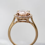 14K Rose Gold Halo Style Oval Dusty Rose Morganite and Diamond Ring