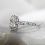 14K White Gold Elongated Cushion Diamond Halo Engagement Ring