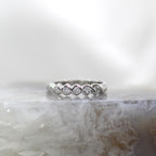 10K White Gold Five Stone Angled Channel Diamond Band