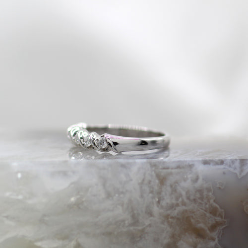 10K White Gold Five Stone Angled Channel Diamond Band