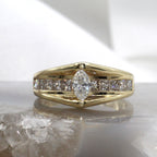 14K Yellow Gold Geometric Retro Chevron Engagement Ring
