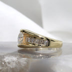 14K Yellow Gold Geometric Retro Chevron Engagement Ring