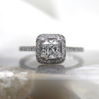 Platinum Cushion Diamond Halo Engagement Ring