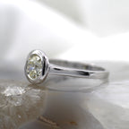 14K White Gold Bezel Set Solitaire Engagement Ring with Old European Diamond