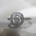 Platinum Cushion Halo Engagement Ring