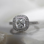 Platinum Cushion Halo Engagement Ring