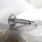 Platinum Cushion Halo Engagement Ring