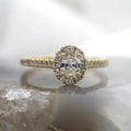 14K Yellow Gold Oval Halo Pave Diamond Engagement Ring
