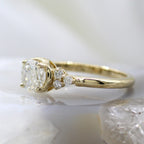 14K Yellow Gold Diamond Accented Rose Cut Diamond Engagement Ring
