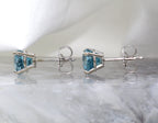 14K White Gold Blue Zircon Stud Earrings