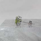 14K White Gold Peridot and Diamond Halo Style Stud Earrings