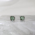 14K White Gold Green Tourmaline Double Prong Stud Earring