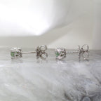 14K White Gold Green Tourmaline Double Prong Stud Earring