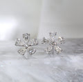 18K White Gold Diamond Floral Stud Earrings