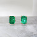 14K Yellow Gold Emerald Stud Earrings