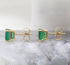 14K Yellow Gold Emerald Stud Earrings