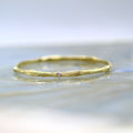 14K Yellow Gold and Diamond Wood Grain Textured Solid Bangle Bracelet