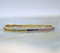 14K Yellow Gold Rainbow Sapphire Tennis Bracelet