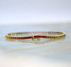 14K Yellow Gold Rainbow Sapphire Tennis Bracelet